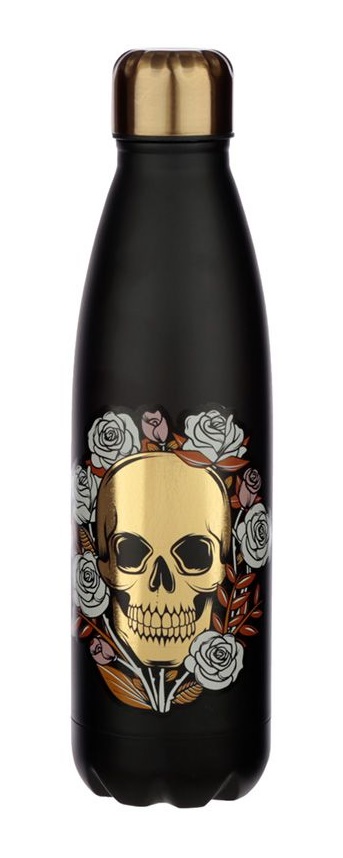 Botella De Led Cráneo Y Rosas 