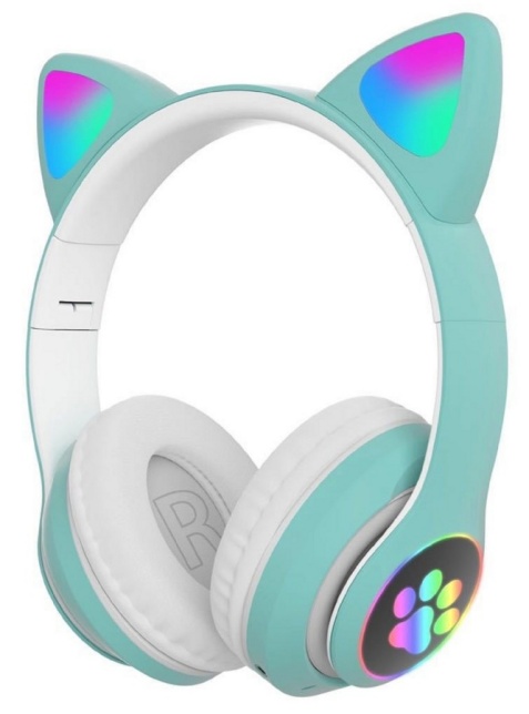 Auriculares Bluetooth Orejas Gato verde con LED