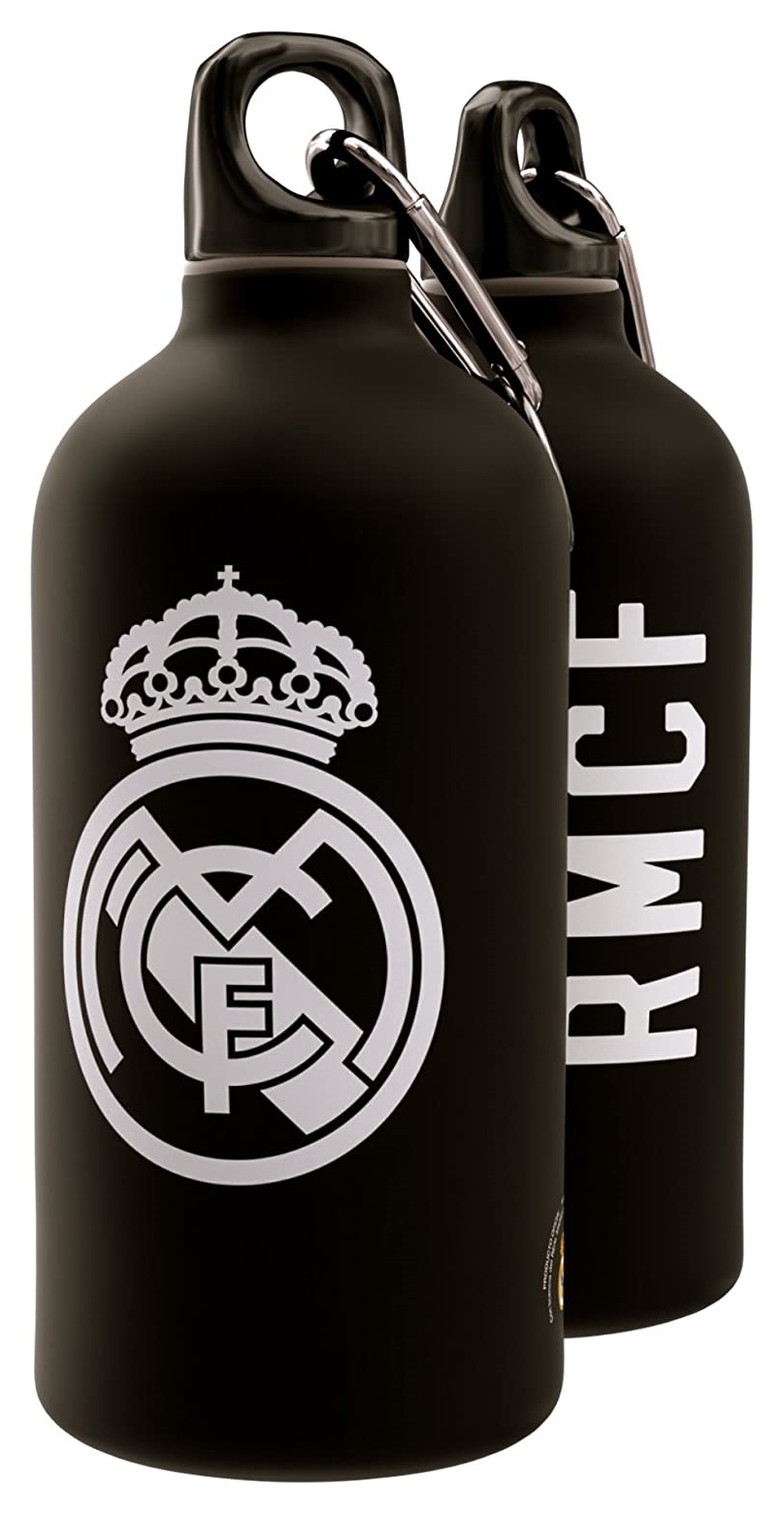 Botella de agua aluminio Escudo Real Madrid negra 