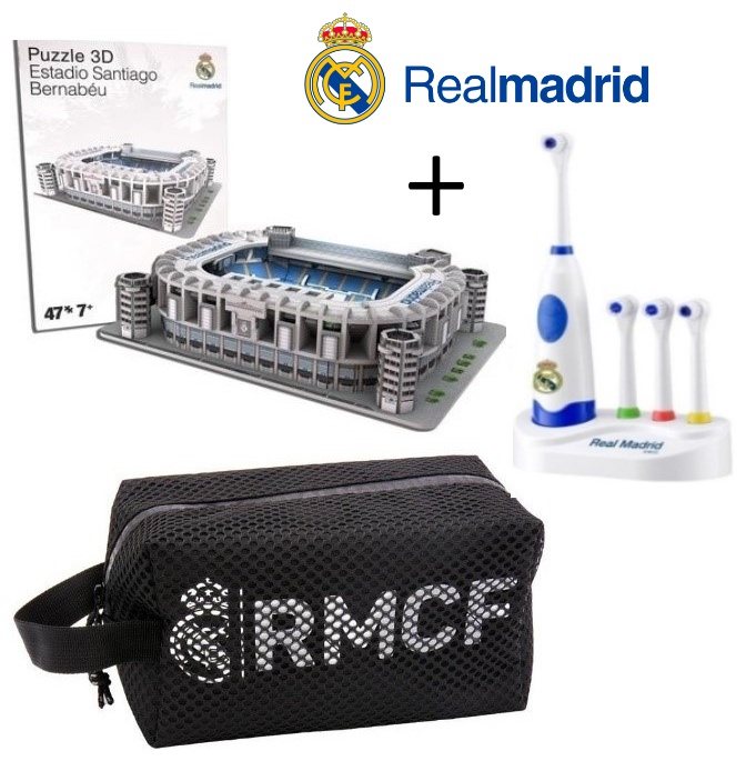 Pack OFERTA Neceser +Cepillo de Dientes + Maqueta Estadio Real Madrid 