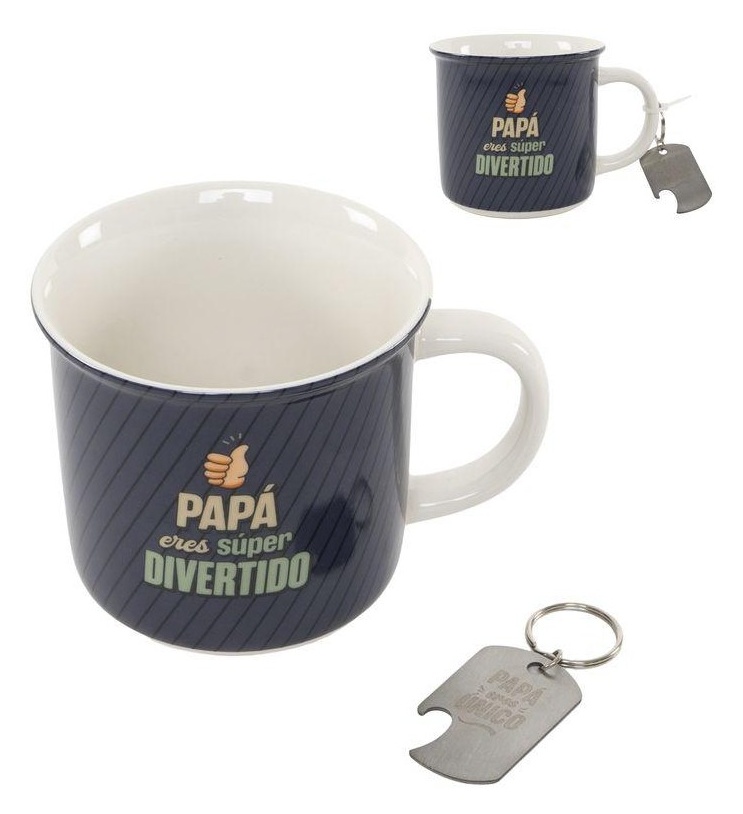 Set regalo Taza + Abridor Papa Eres Super Divertido