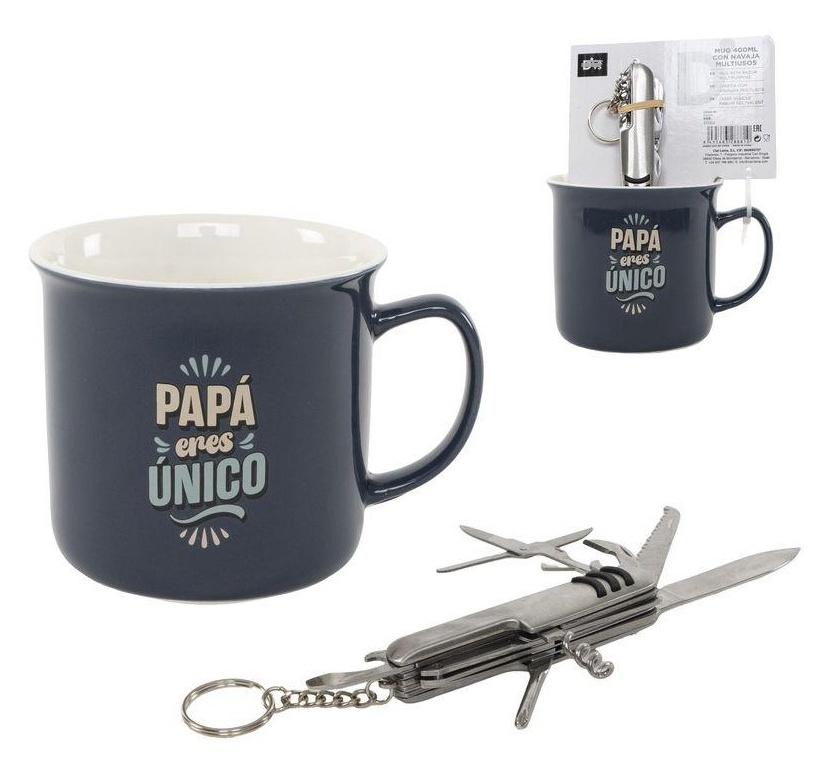 Set regalo Taza + Navaja Papa Eres Unico