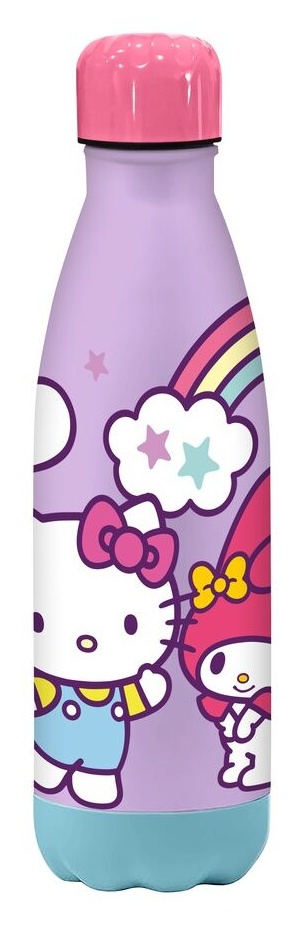 Botella de agua acero Las Aventuras de Hello Kitty y sus Amigos morada