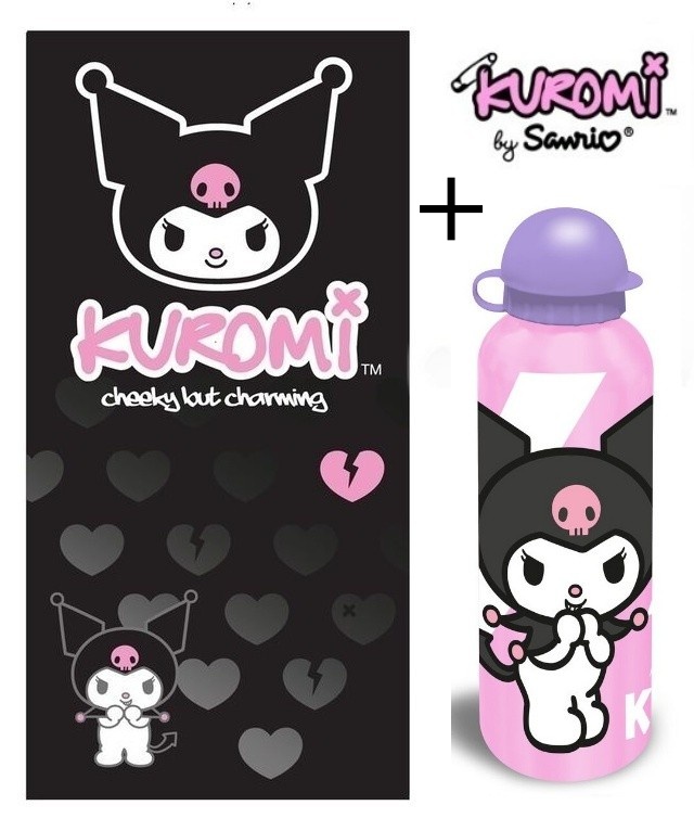 Pack OFERTA Toalla + Botella Kuromi Las Aventuras de Hello Kitty y sus Amigos