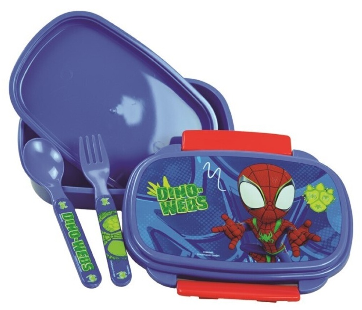 Fiambrera + Cubiertos Dino Webs Spiderman