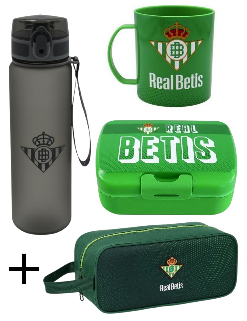 Pack OFERTA Botella + Fiambrera + Taza + Zapatillero Real Betis