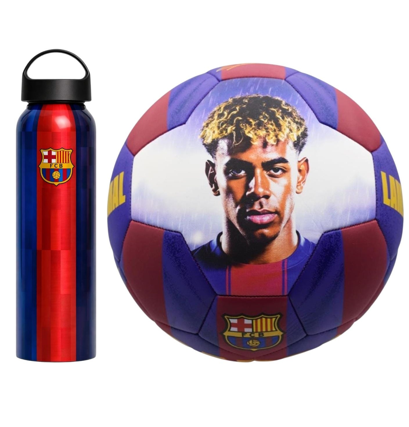 Pack OFERTA Balon Lamine Yamal + Botella F.C. Barcelona