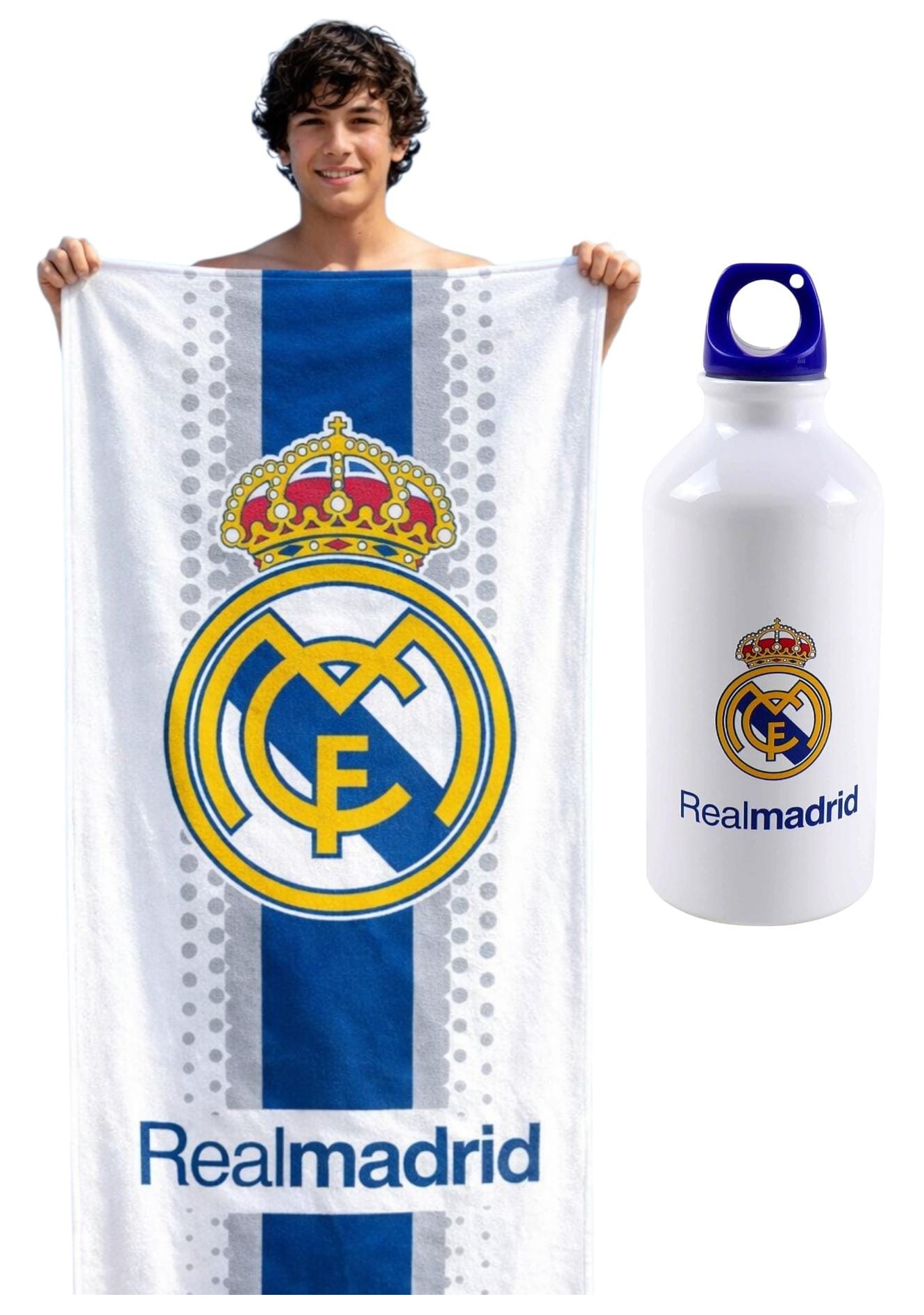 Pack OFERTA Toalla Circle + Botella Real Madrid