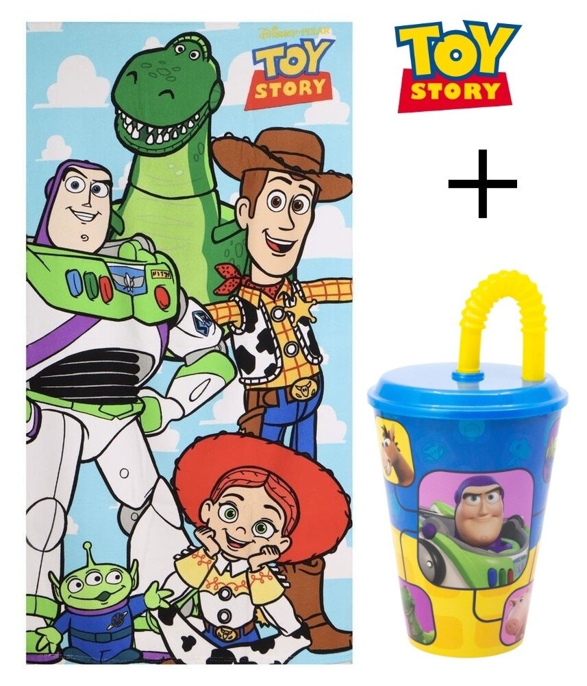 Pack OFERTA Toalla + Vaso con pajita Toy Story