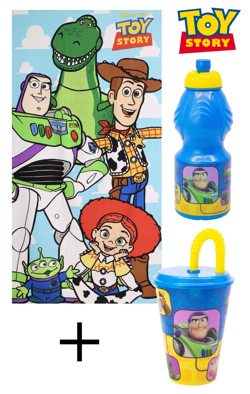 Pack OFERTA Toalla + Botella + Vaso con pajita Toy Story
