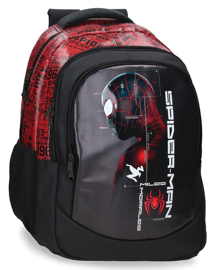 Mochila Miles Morales Spiderman adaptable a carro 46cm