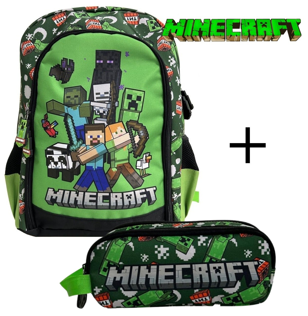 Pack OFERTA Mochila + Portatodo doble Minecraft
