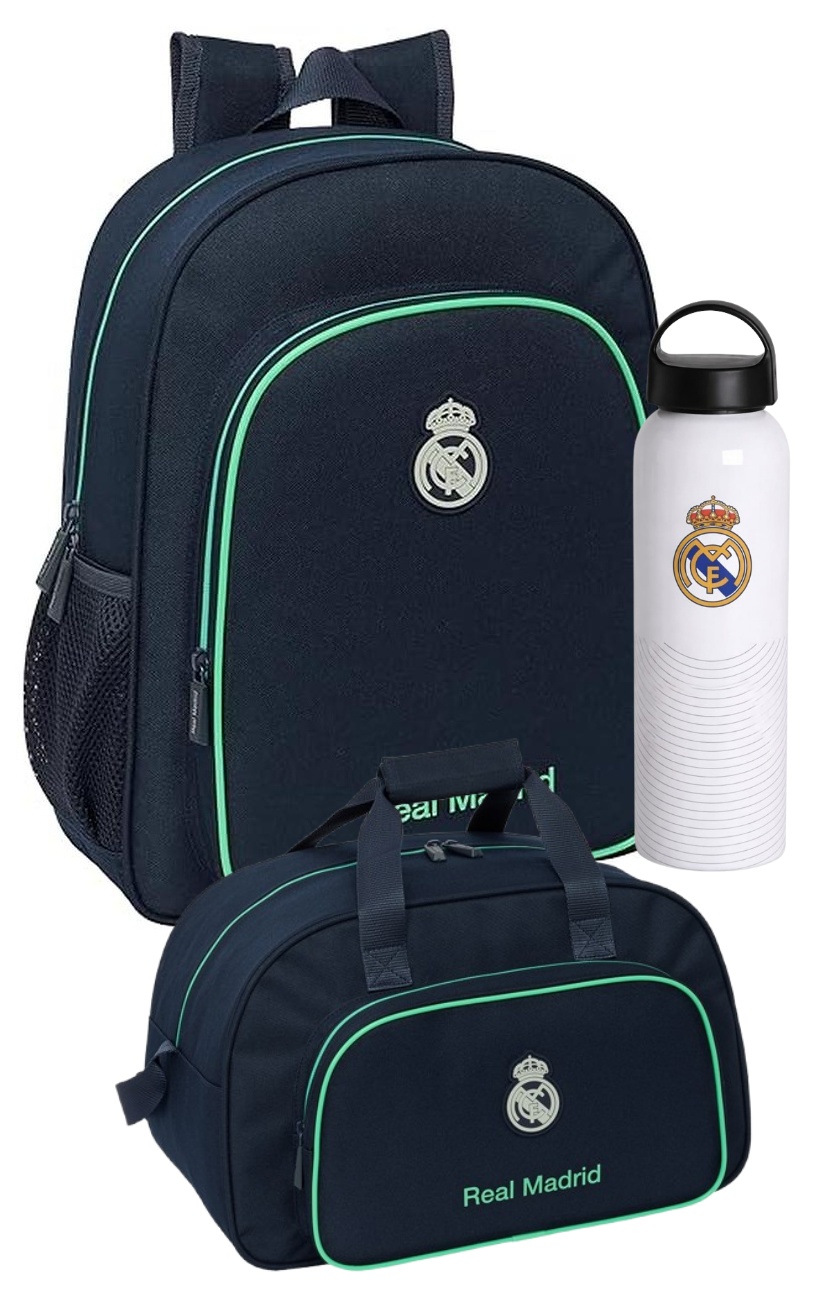 Pack OFERTA Mochila 38 cm + Bolsa de Deporte + Botella Real Madrid 2ª Equipacion 25/26