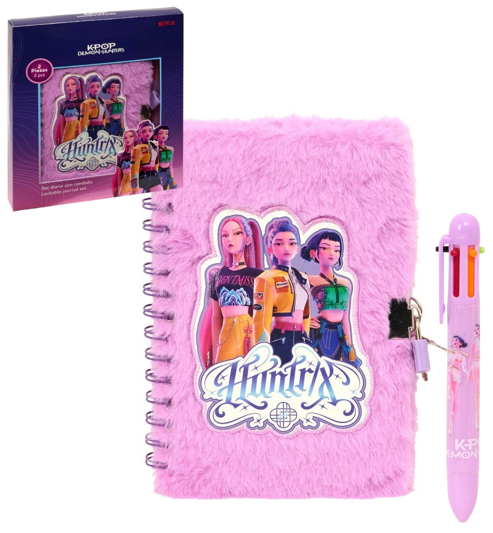 Diario con candado + Boligrafo colores Las Guerreras K-Pop