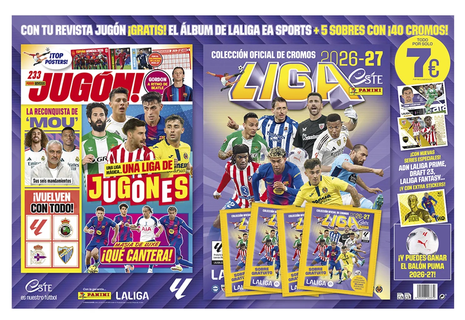 Revista Jugon 233 + Pack de Inicio La Liga Este 26/27 Panini