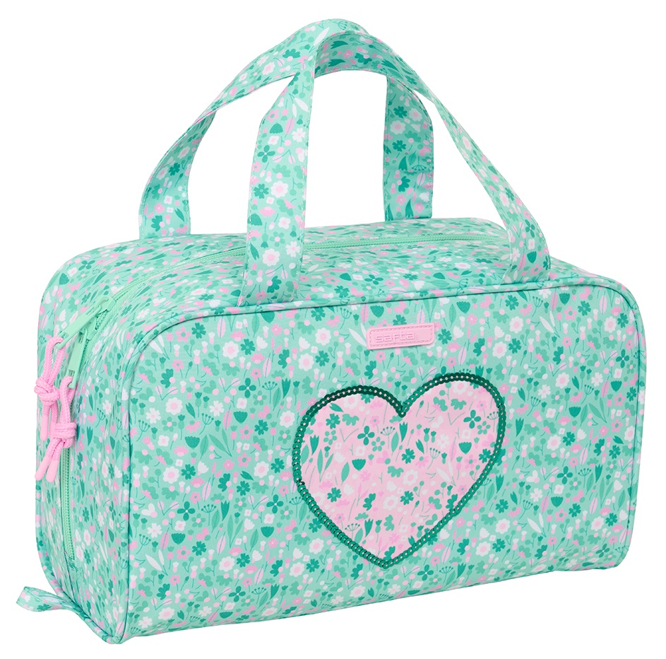 Neceser rectangular Corazon verde Safta