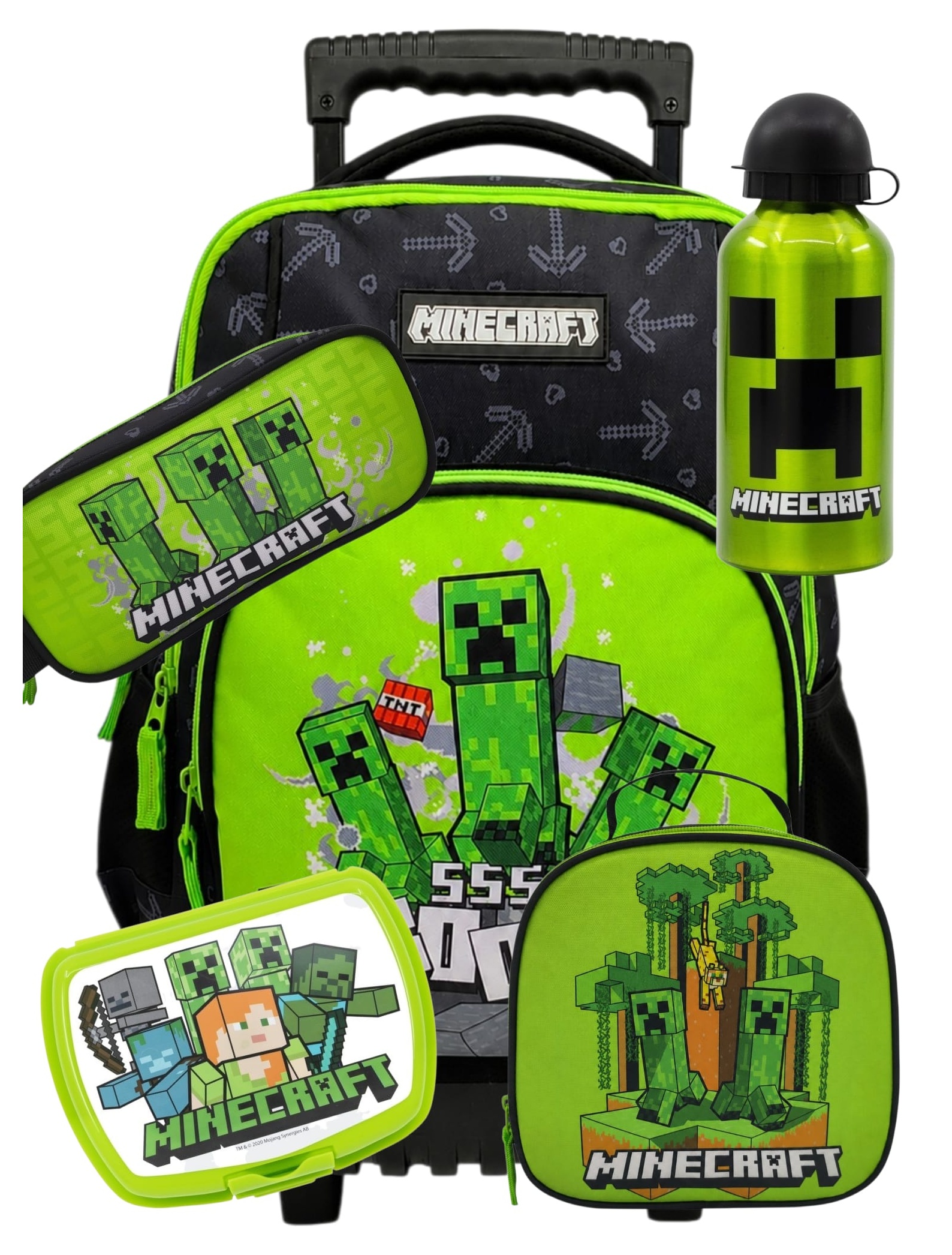 Pack OFERTA Mochila + Portatodo + Portamerienda + Fiambrera + Botella Minecraft
