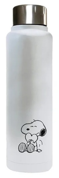 Botella de agua acero Snoopy blanca