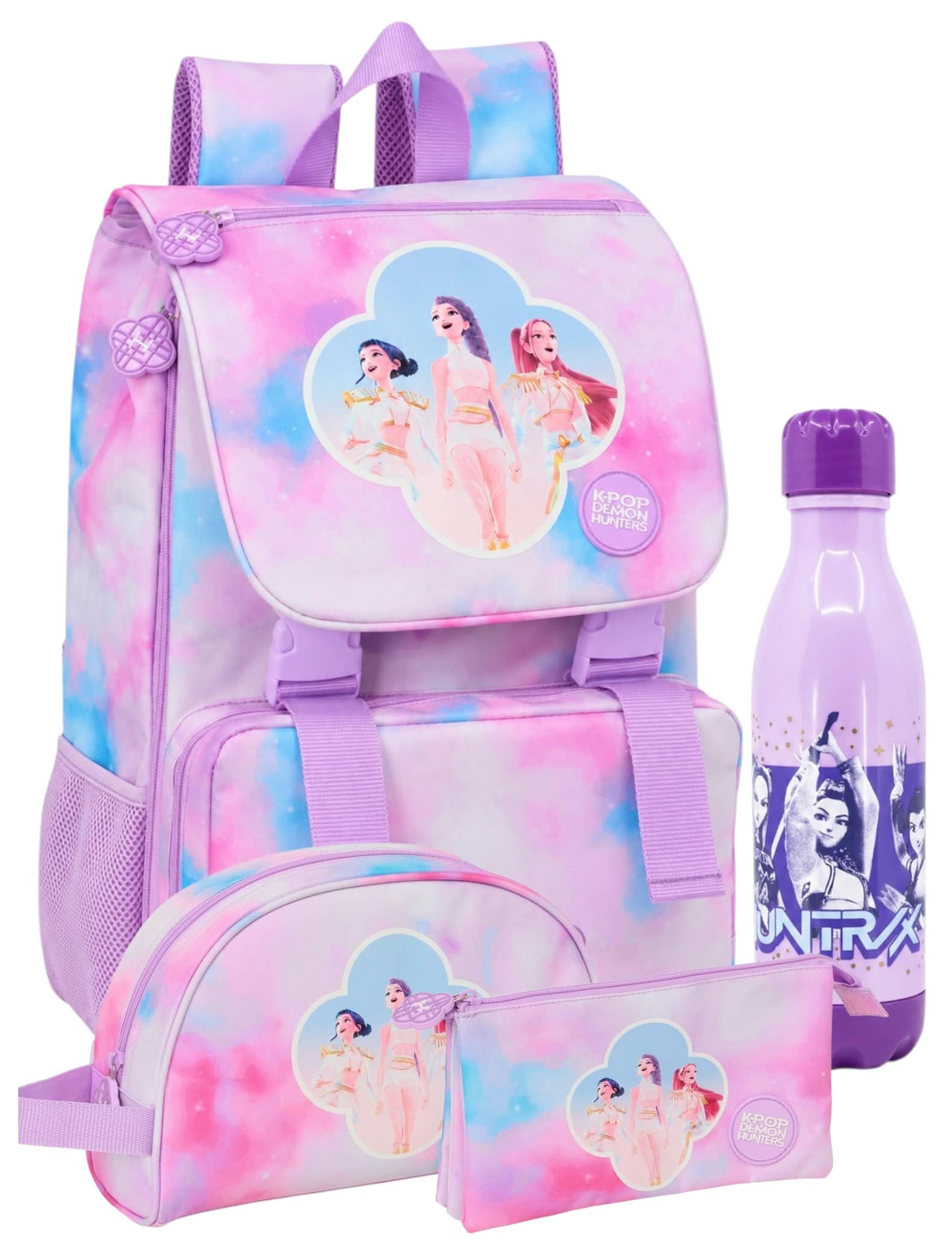 Pack OFERTA Mochila extensible + Neceser + Portatodo + Botella Las Guerreras K-Pop