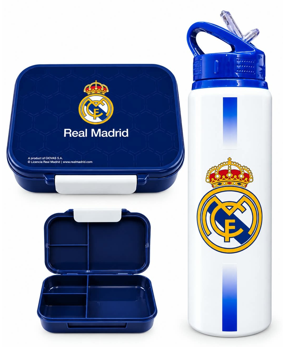Pack OFERTA Fiambrera multiple Premium + Botella Real Madrid 750 ml