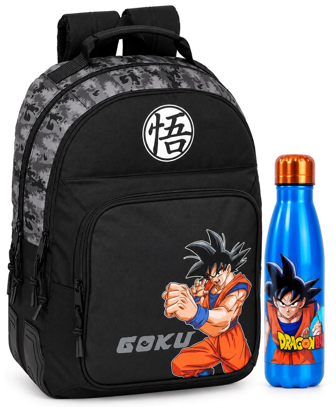 Pack OFERTA Mochila doble Goku Attack + Botella Dragon Ball