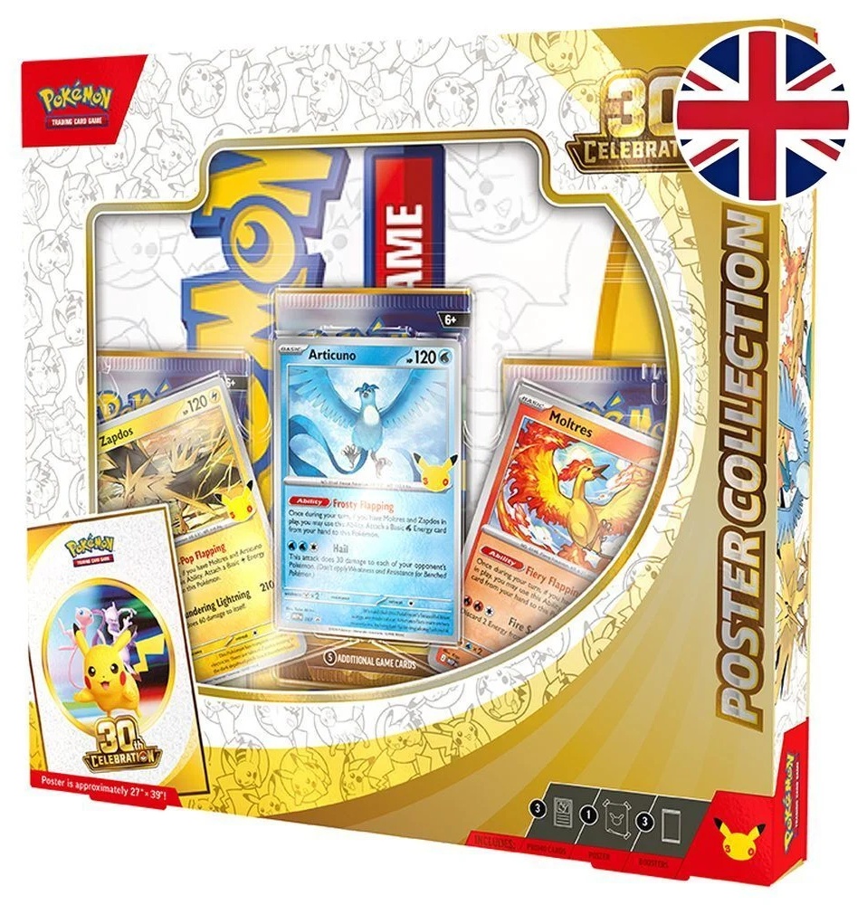 Juego de Cartas 30 Aniversario Pokemon TCG (inglés) con poster